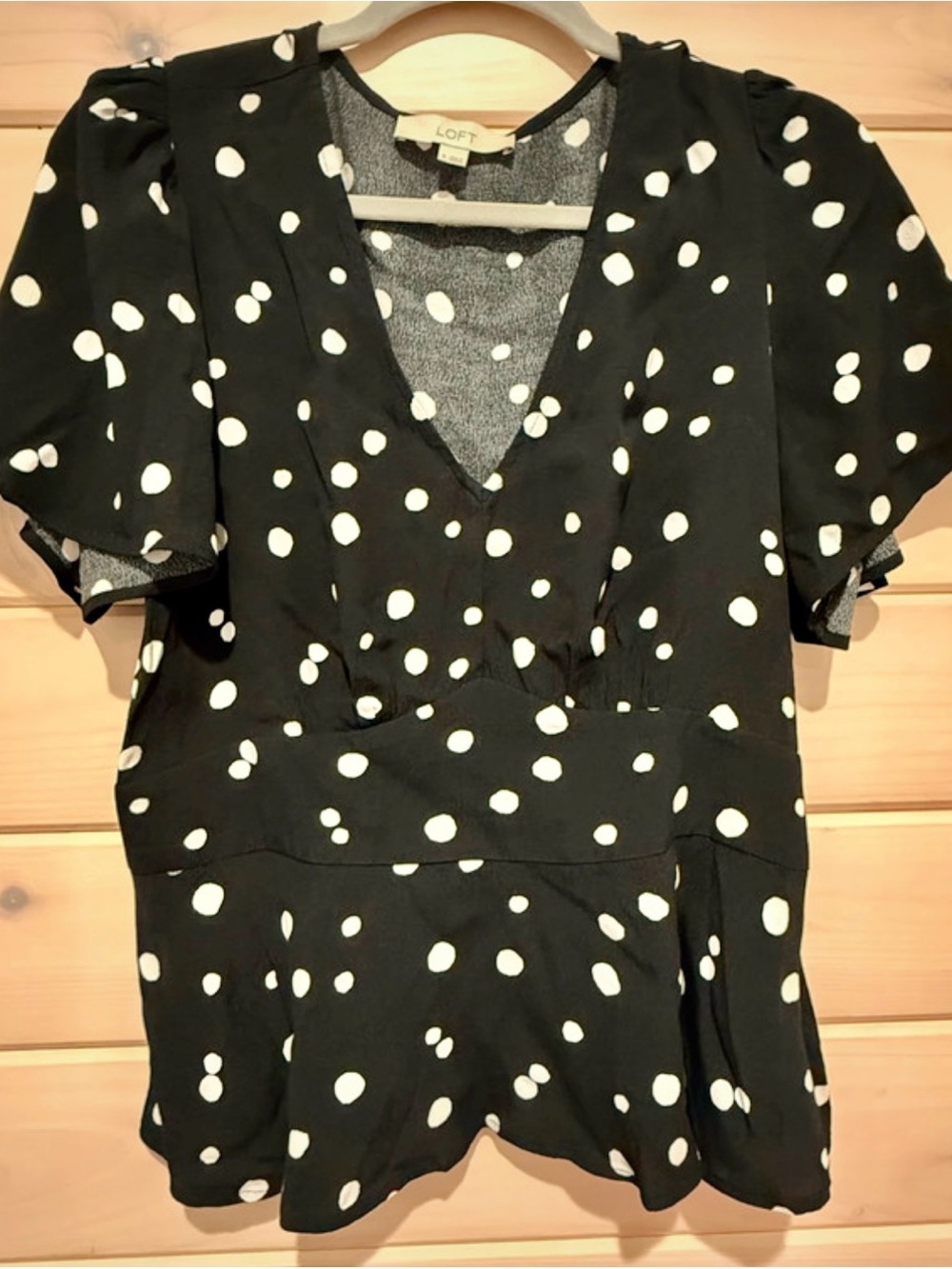 LOFT Black & White Polka Dot Blouse – Size 8